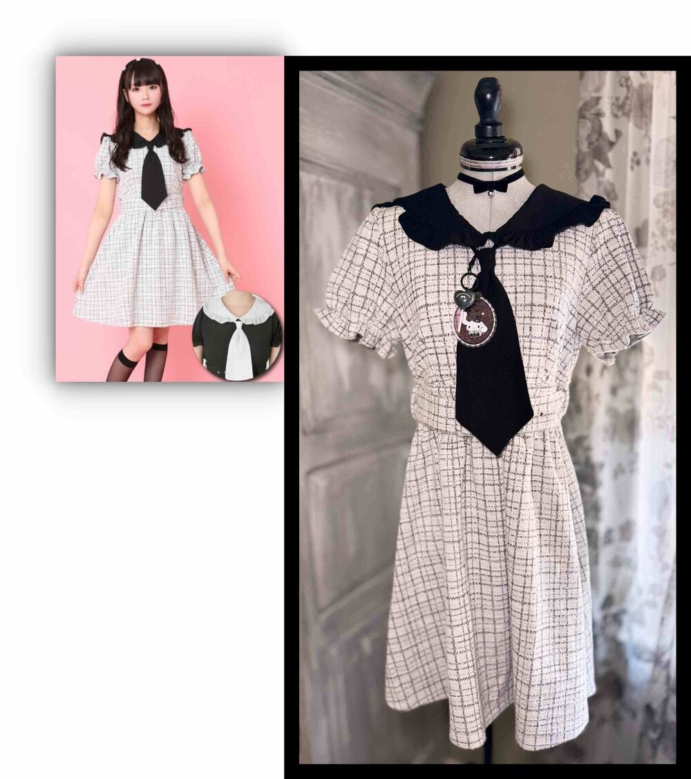 Ank Rouge Tweed Sailor Collar Dress Size M Jirai Kei J Fashion Gyaru Schoolgirl